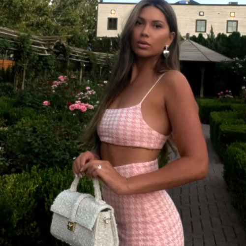 Demi Engemann wearing SHEIN Slayr Printed Cami Tank Top And Mini Skirt